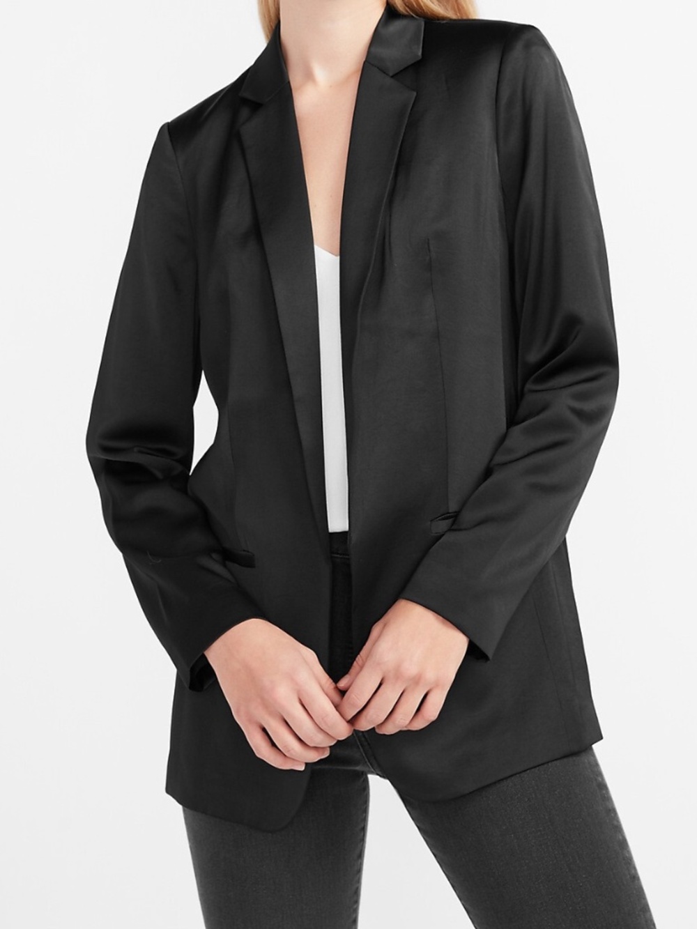 INC International Concepts Black Satin Blazer Size: 2X
